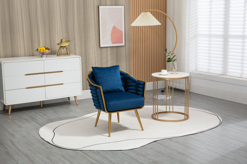 Velvet Accent ChairModern Upholstered Armchair Tufted Chair with Metal Frame, Single Leisure Chairs  for Living Room Bedroom Office Balcony - Urban Living Furniture (Los Angeles, CA)