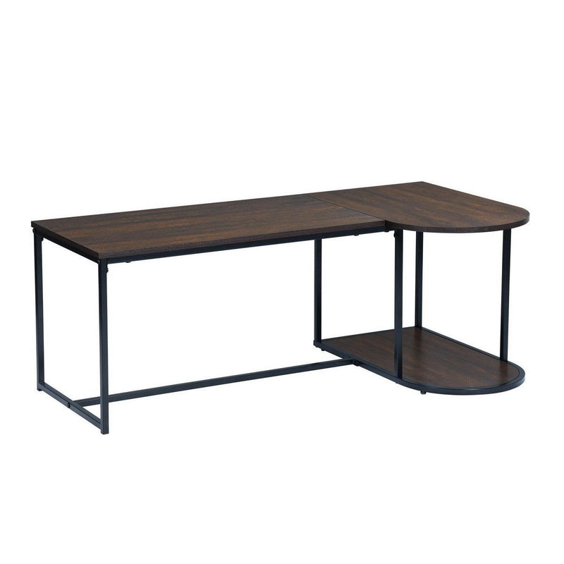 47.2''W x 25.6"D x 17.7"HModern Industrial Style Rectangular Wood Grain Top Coffee Table with Metal Frame - Walnut & Black
