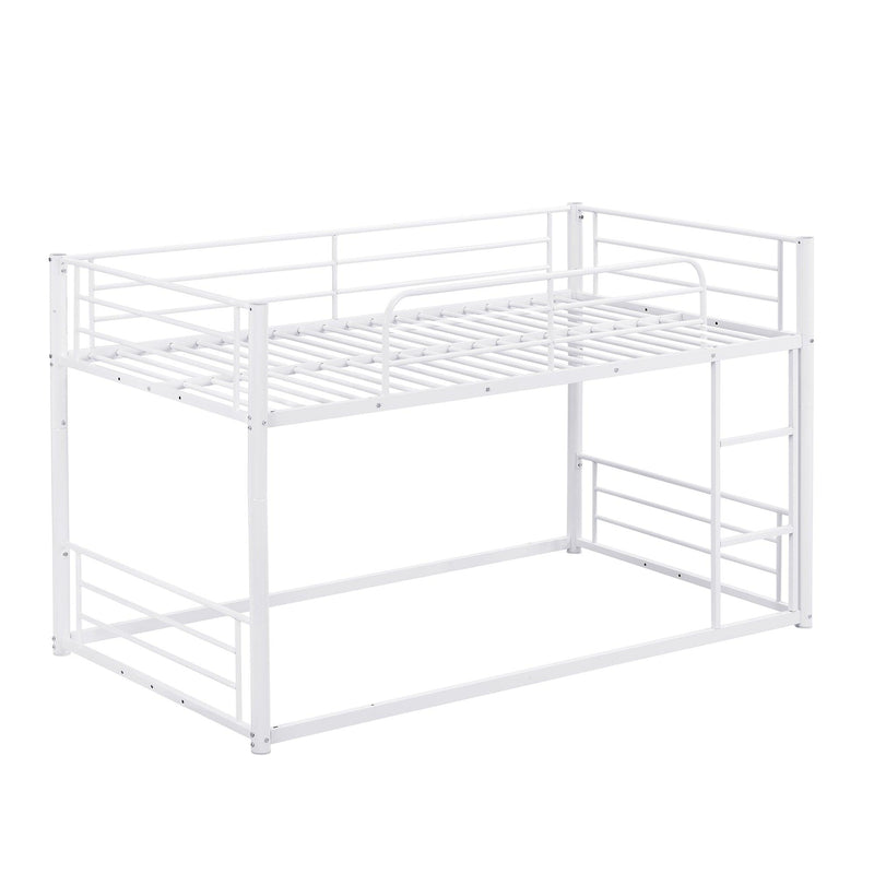 Twin Size Metal Bunk Bed with Ladders and Slide, Divided into Platform and Loft Bed, White - Urban Living Furniture (Los Angeles, CA)