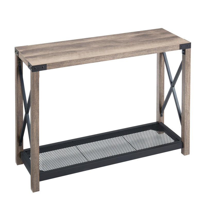 38.82" Farmhouse Entry Table, Industrial Sofa Table with 2 Tier, Console Table for Entryway, Living Room, Easy Assembly, Grey - Urban Living Furniture (Los Angeles, CA)