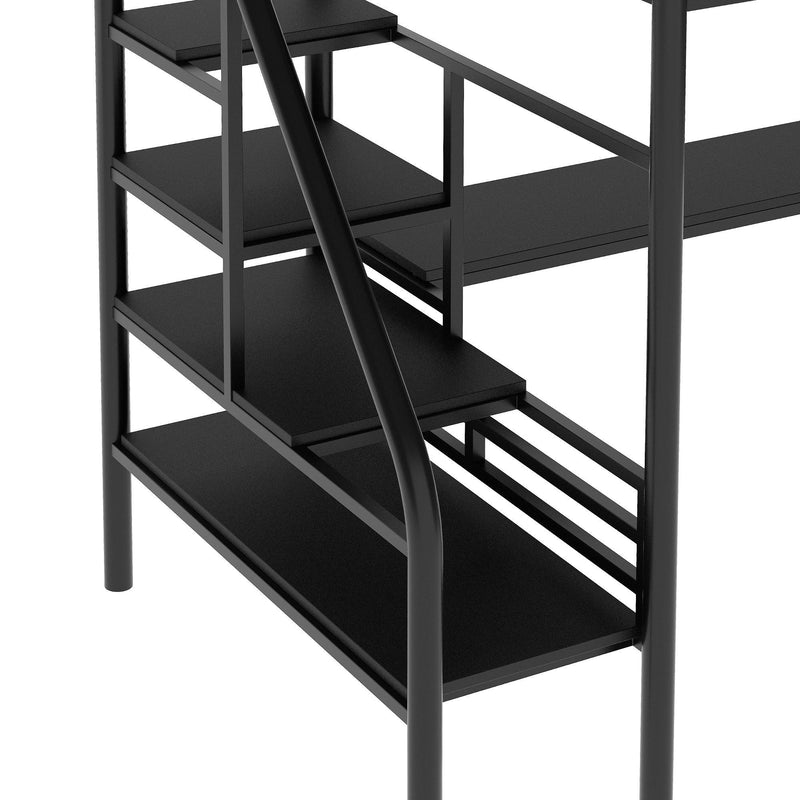 Metal Loft Bed Frame with Desk, No Box Spring Needed,Twin ,Black - Urban Living Furniture (Los Angeles, CA)