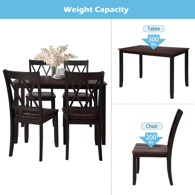 5-Piece Dining Table Set Home Kitchen Table and Chairs Wood Dining Set (Black+Cherry) - Urban Living Furniture (Los Angeles, CA)