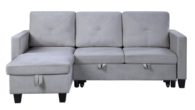 Nova Light Gray Velvet Reversible Sleeper Sectional Sofa withStorage Chaise - Urban Living Furniture (Los Angeles, CA)