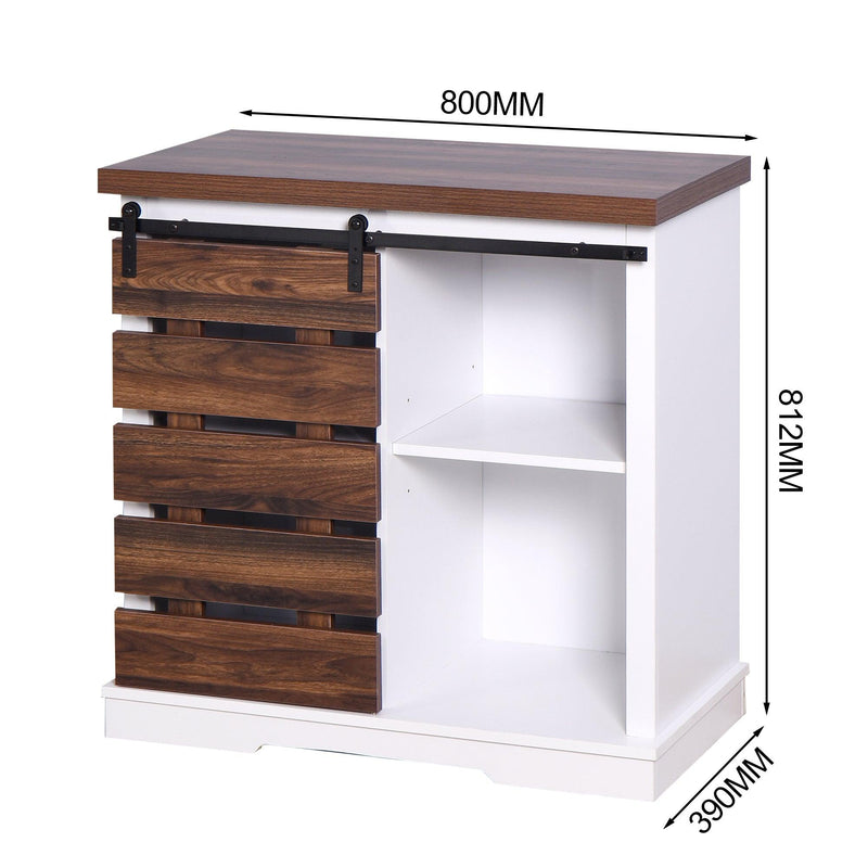 Living Room Wooden WhiteStorage Cabinet with Barn Door 31.5 x 15.35 x 32 inch - Urban Living Furniture (Los Angeles, CA)