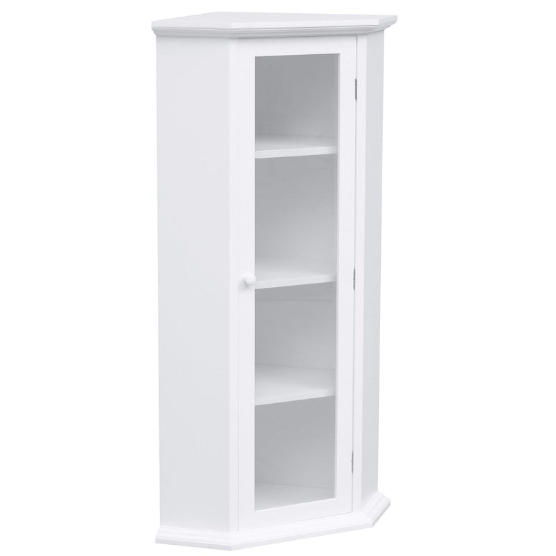 Freestanding Bathroom Cabinet with Glass Door, CornerStorage Cabinet for Bathroom, Living Room and Kitchen, MDF Board with Painted Finish, White - Urban Living Furniture (Los Angeles, CA)