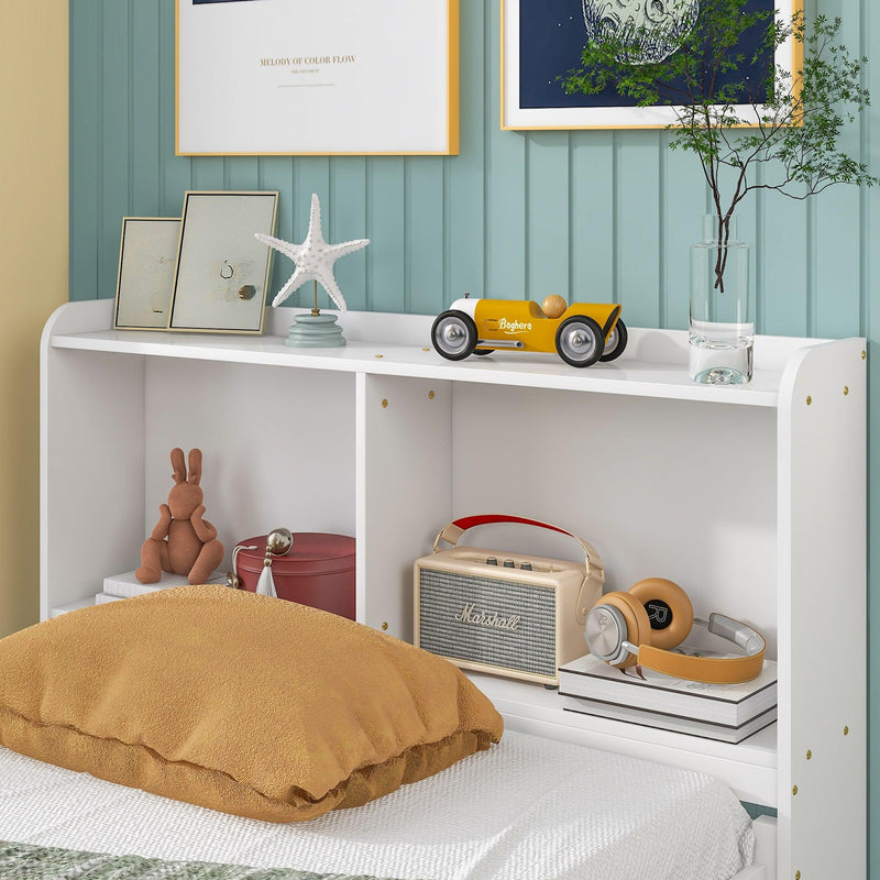 Twin Bed with Bookcase,Twin Trundle,Drawers,White - Urban Living Furniture (Los Angeles, CA)