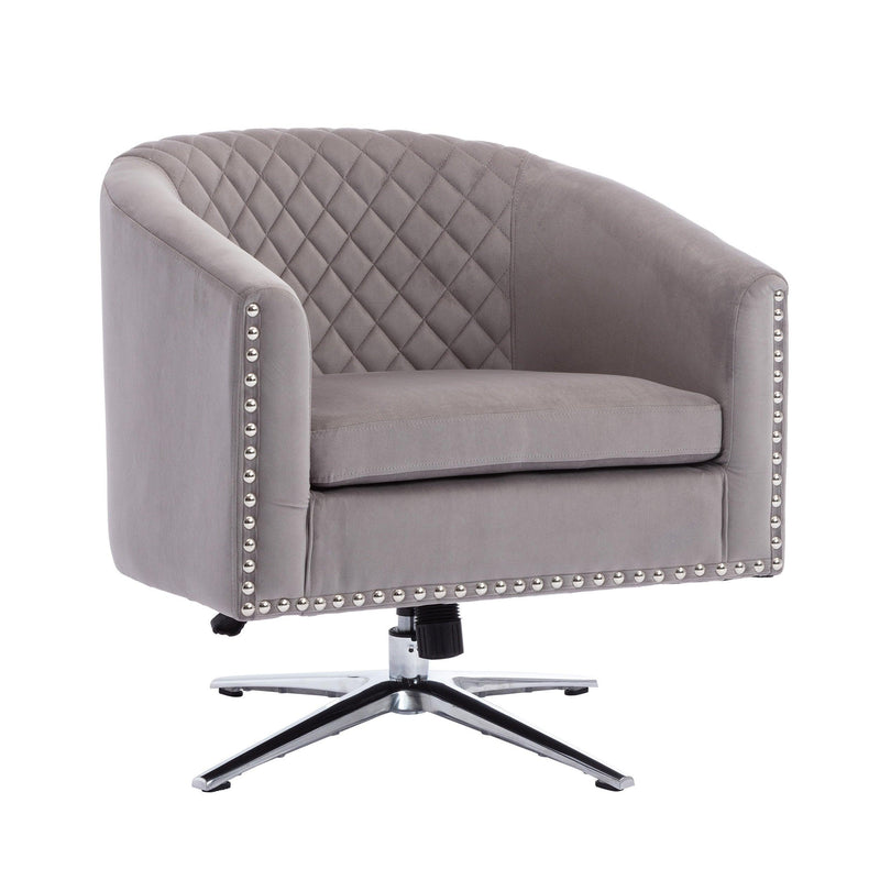 Swivel  Barrel chair living room chair with nailheads and Metal base - Urban Living Furniture (Los Angeles, CA)