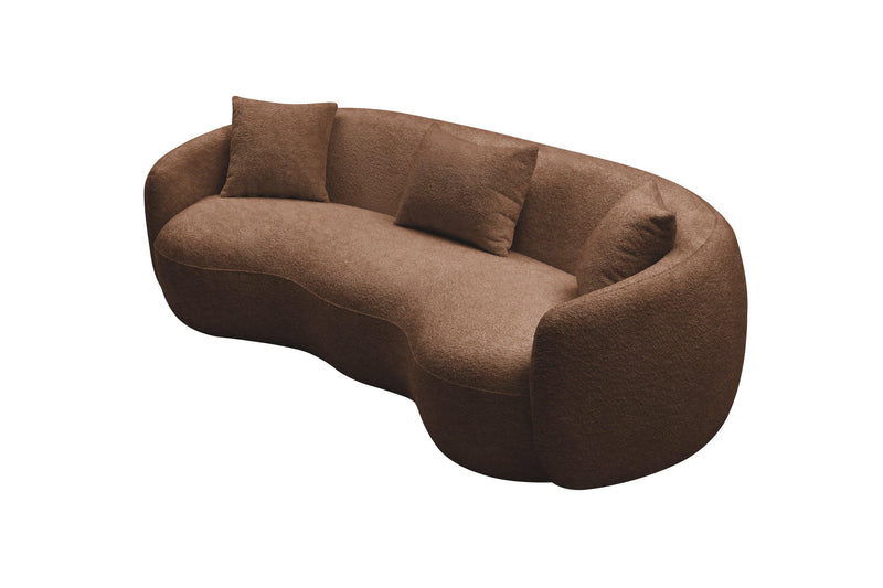 Mid CenturyModern Curved Living Room Sofa,  Boucle Fabric Couch for Bedroom, Office, Apartment, Brown - Urban Living Furniture (Los Angeles, CA)