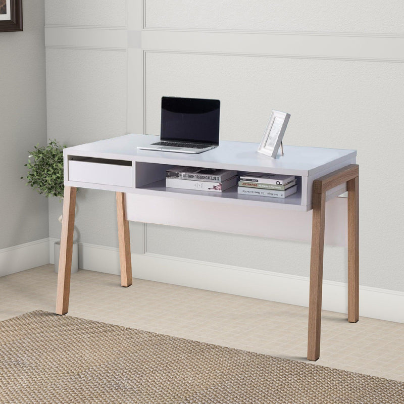 Contemporary Style Desk With OpenStorage Shelf, White and brown - Urban Living Furniture (Los Angeles, CA)