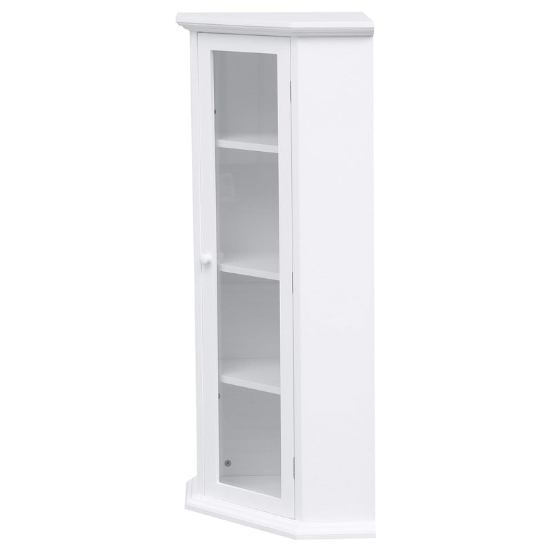 Freestanding Bathroom Cabinet with Glass Door, CornerStorage Cabinet for Bathroom, Living Room and Kitchen, MDF Board with Painted Finish, White - Urban Living Furniture (Los Angeles, CA)