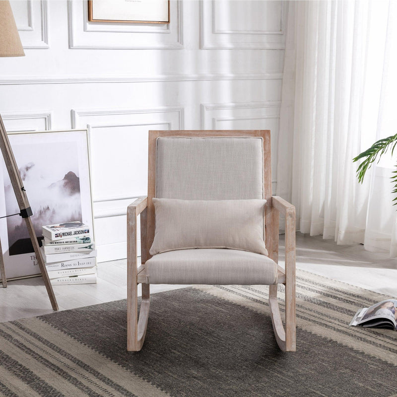 Solid wood linen fabric antique white wash painting rocking chair with  removable lumbar pillow - Urban Living Furniture (Los Angeles, CA)