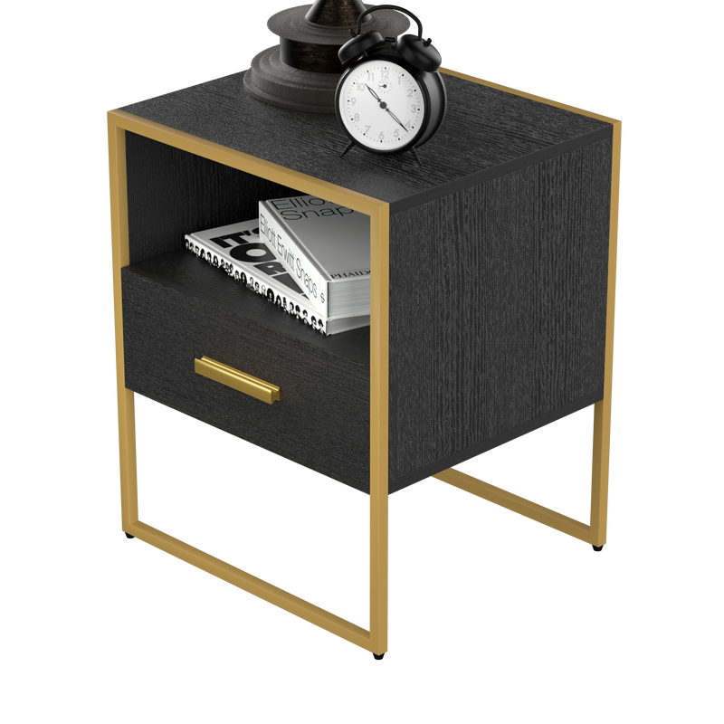 UpdateModern Nightstand with 1Drawers, Suitable for Bedroom/Living Room/Side Table (ld and Black )