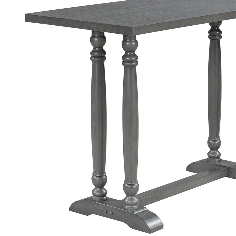 5-Piece Dining Table Set, Counter Height Dining Furniture with a Rustic Table and 4 Upholstered Stools for Kitchen, Dining Room (Gray) - Urban Living Furniture (Los Angeles, CA)