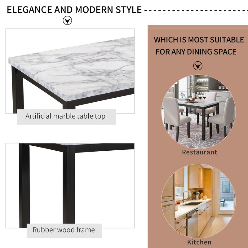 Faux Marble 5-Piece Dining Set Table with 4 Thicken Cushion Dining Chairs Home Furniture, White/Beige+Black - Urban Living Furniture (Los Angeles, CA)