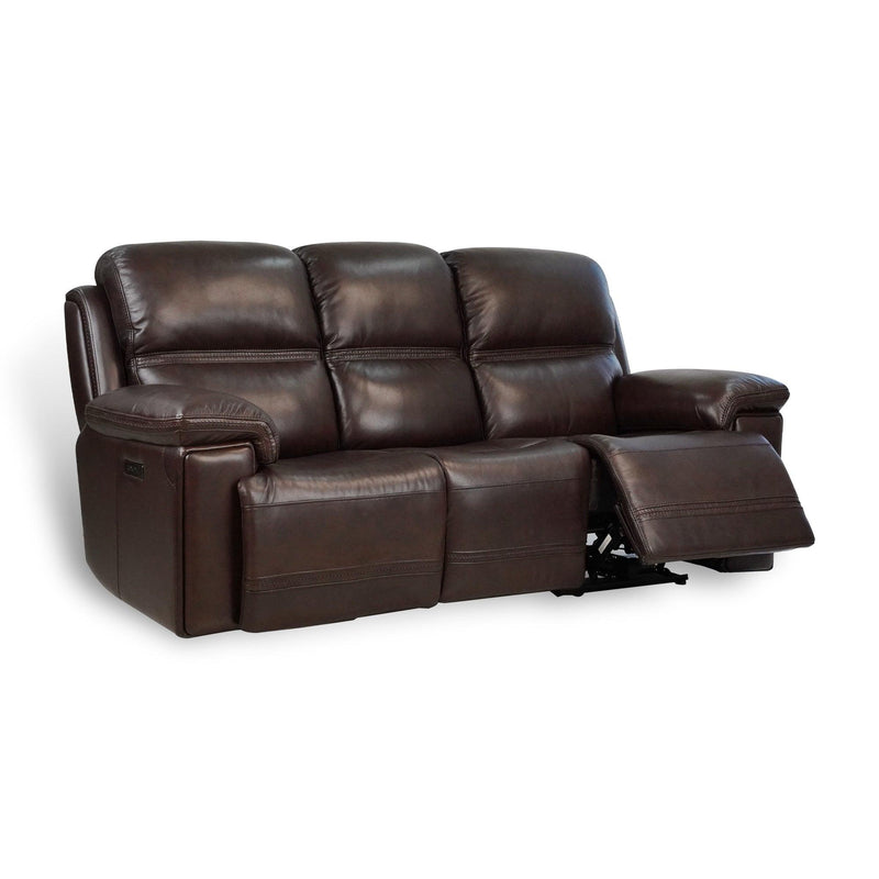 Timo Top Grain Leather Power Reclining Sofa | Adjustable Headrest | Cross Stitching - Urban Living Furniture (Los Angeles, CA)