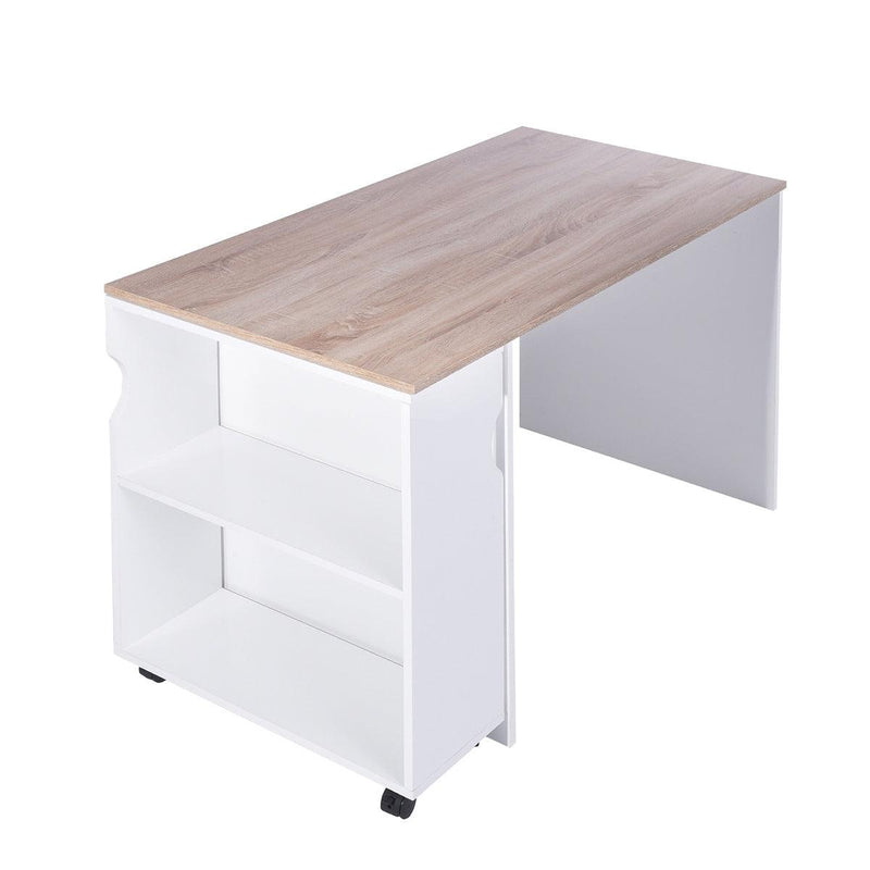 47.4" L Computer Desk with movable bookcase, oak & white - Urban Living Furniture (Los Angeles, CA)