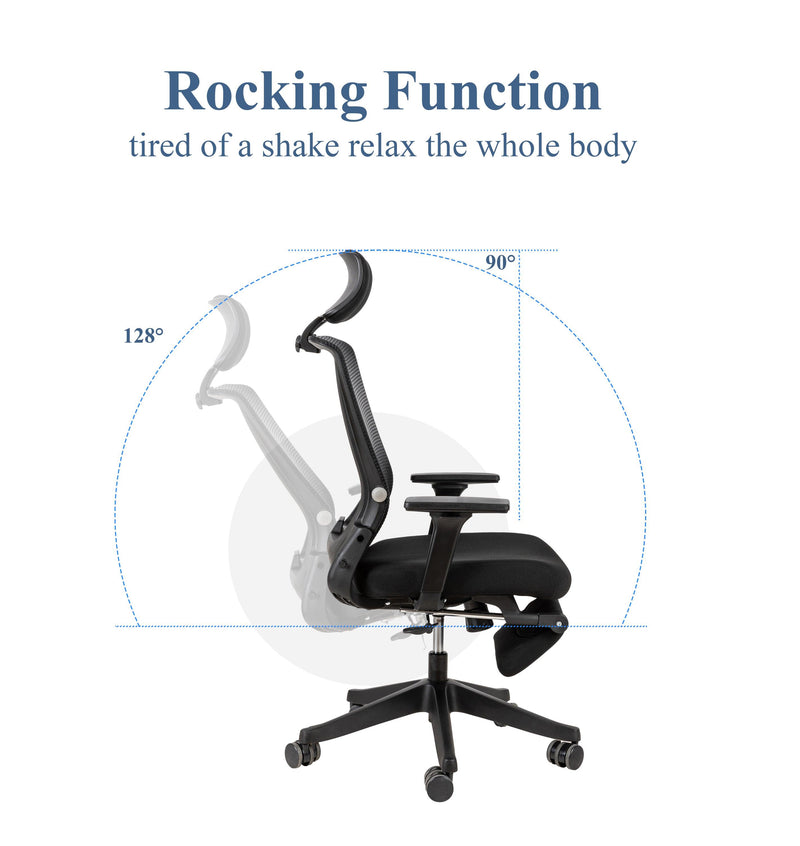 High Back Office Chair with 2d armrest and foot rest, tilt function max 128°,Black - Urban Living Furniture (Los Angeles, CA)