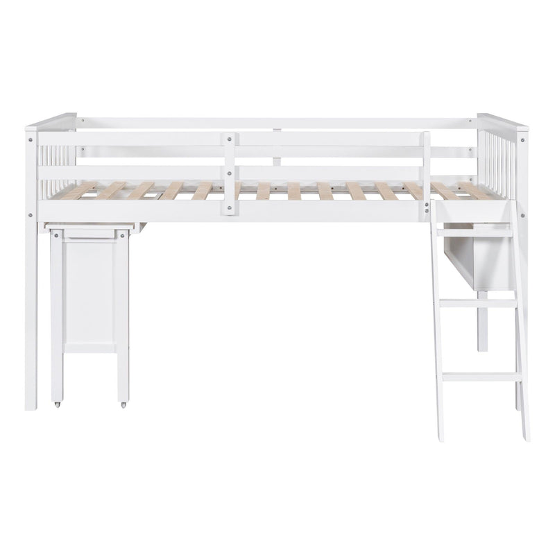 Twin Size Loft Bed With Removable Desk and Cabinet, White - Urban Living Furniture (Los Angeles, CA)