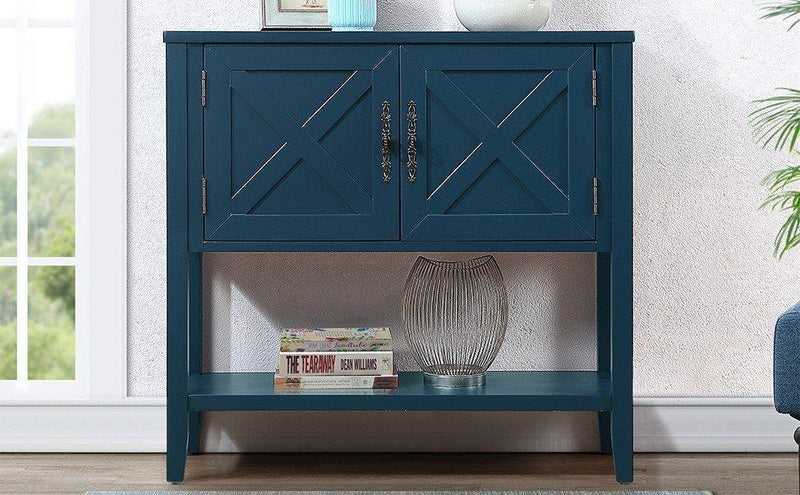 35’’ Farmhouse Wood Buffet Sideboard Console Table with Bottom Shelf and 2-Door Cabinet, for Living Room, Entryway,Kitchen Dining Room Furniture (Navy Blue) - Urban Living Furniture (Los Angeles, CA)