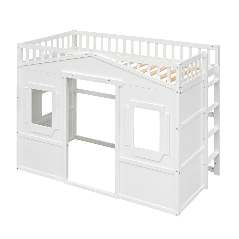 Twin Size House Loft Bed With Ladder-White - Urban Living Furniture (Los Angeles, CA)