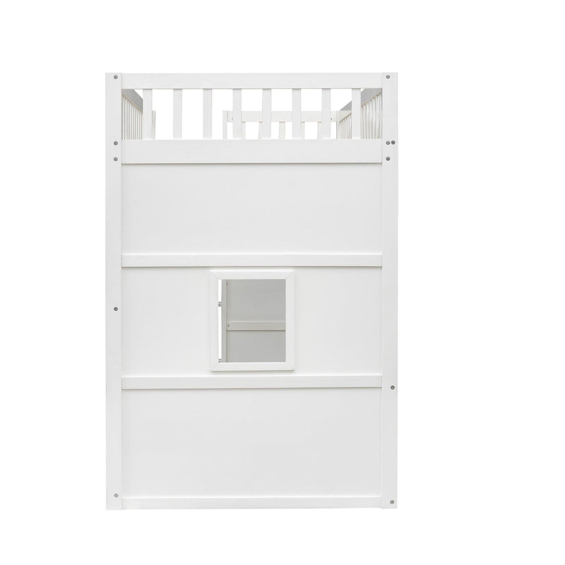 Twin Size House Loft Bed With Ladder-White - Urban Living Furniture (Los Angeles, CA)