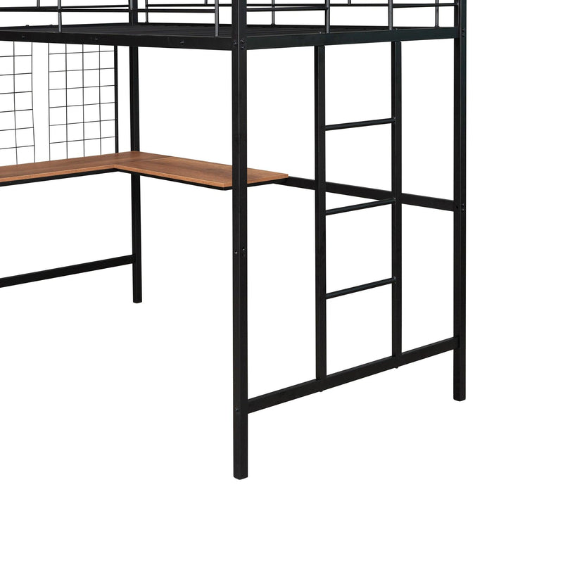 Twin Metal Loft Bed with Desk and Metal Grid,Black - Urban Living Furniture (Los Angeles, CA)