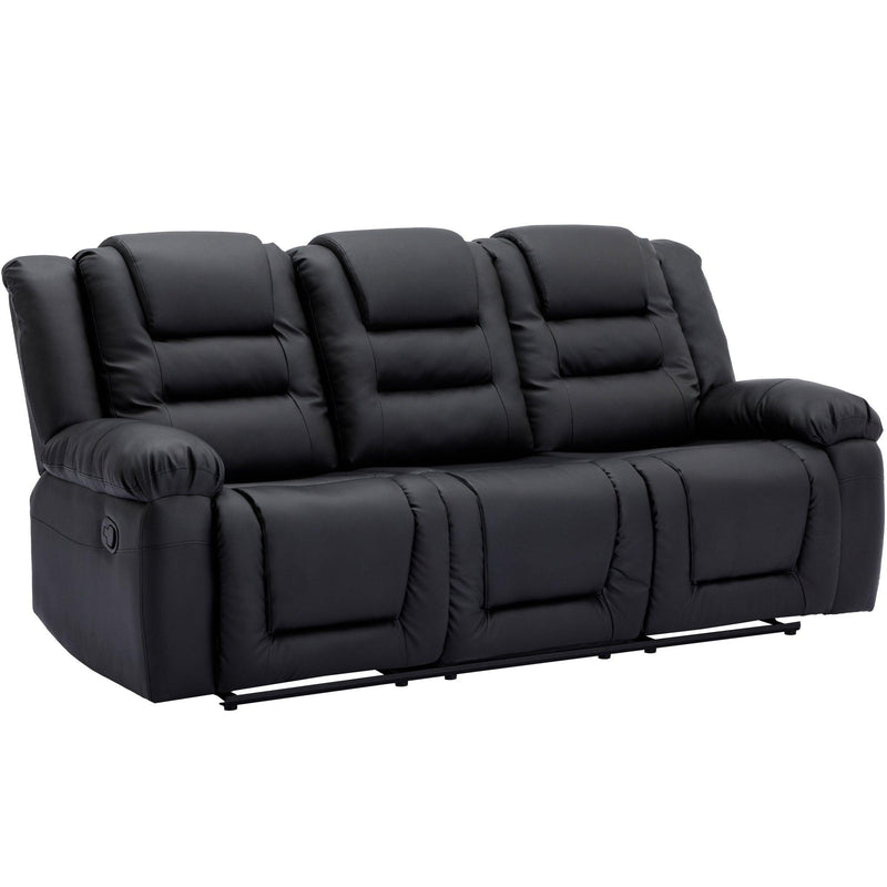 Home Theater Seating Manual Recliner with Center Console, PU Leather Reclining Sofa for Living Room,Black - Urban Living Furniture (Los Angeles, CA)