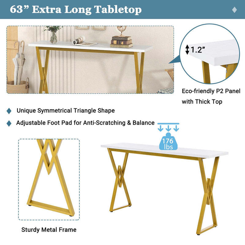 Modern 4-Piece Counter Height Extra Long Console Bar Dining Table Set with 3 Padded Stools for Small Places, ld - Urban Living Furniture (Los Angeles, CA)