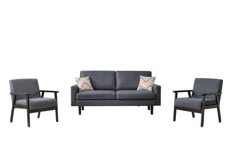 Bahamas Dark Gray Linen Sofa and 2 Chairs with 2 Throw Pillows - Urban Living Furniture (Los Angeles, CA)