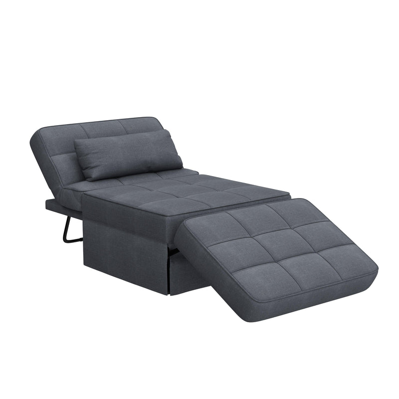 Living Room Bed Room Metal Frame with Dark Grey Upholstery Recliner Bed Ottoman