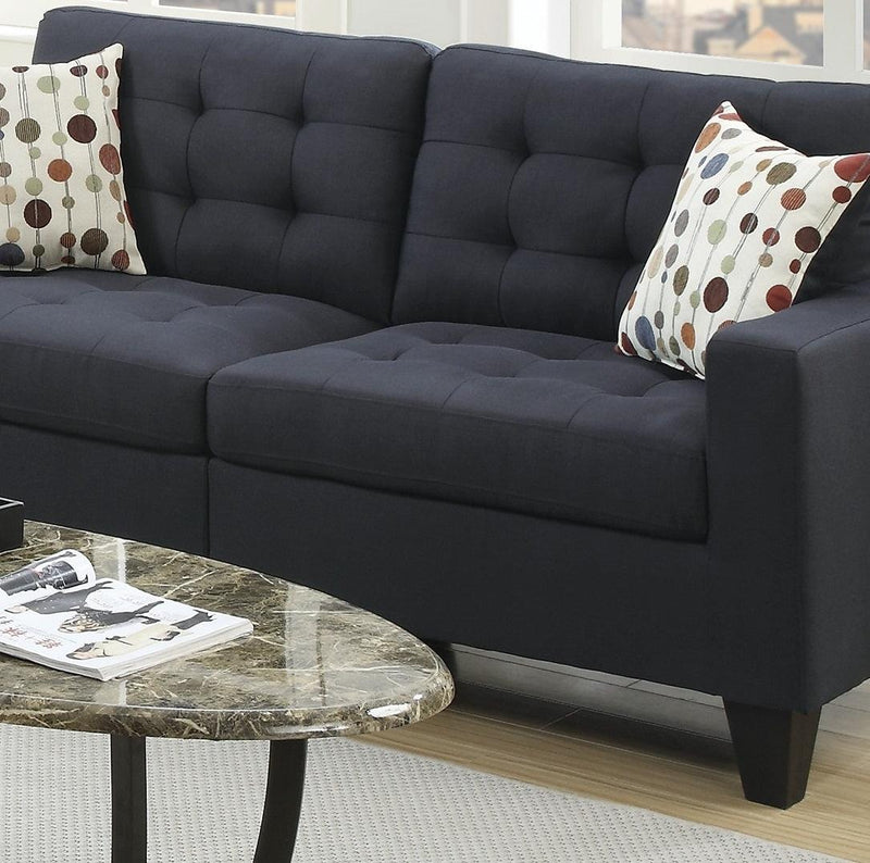 Living Room Furniture 2pc Sofa Set Black Polyfiber Tufted Sofa Loveseat w Pillows Cushion Couch Solid pine - Urban Living Furniture (Los Angeles, CA)