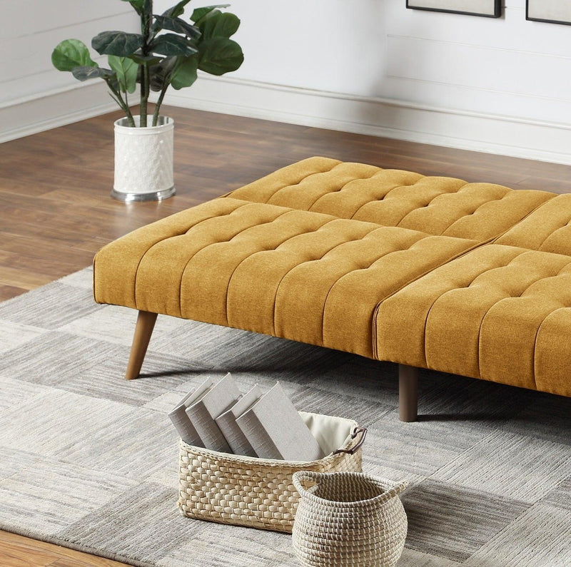 Mustard ColorModern Convertible Sofa 1pc Set Couch Polyfiber Plush Tufted Cushion Sofa Living Room Furniture Wooden Legs - Urban Living Furniture (Los Angeles, CA)