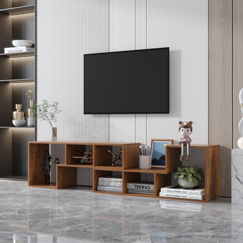 Double L-Shaped TV Stand，Display Shelf ，Bookcase for Home Furniture,Walnut - Urban Living Furniture (Los Angeles, CA)