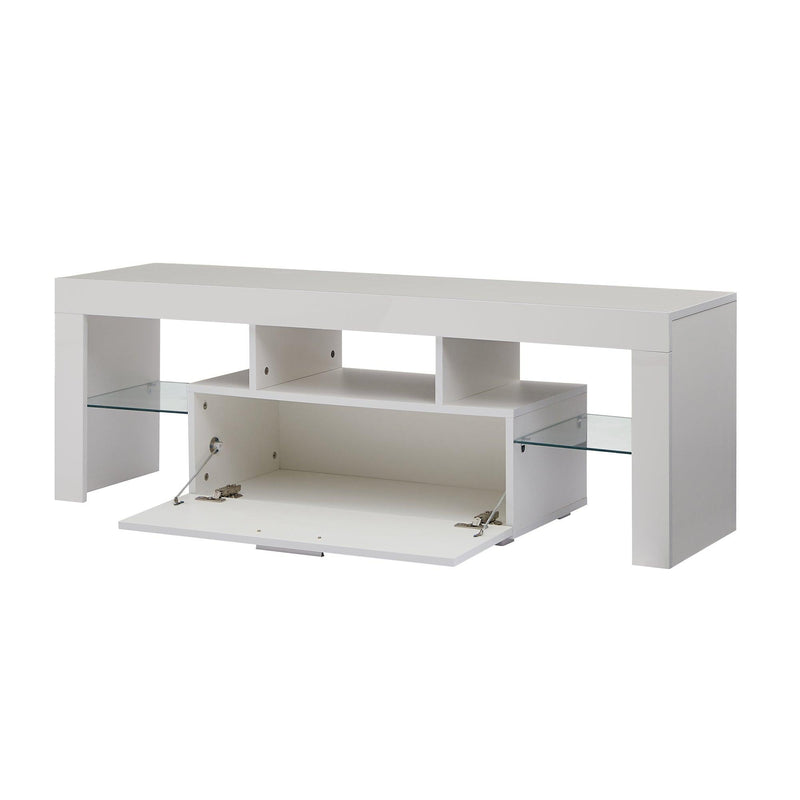 White morden TV Stand with LED Lights,high glossy front TV Cabinet,can be assembled in Lounge Room, Living Room or Bedroom,color:WHITE - Urban Living Furniture (Los Angeles, CA)