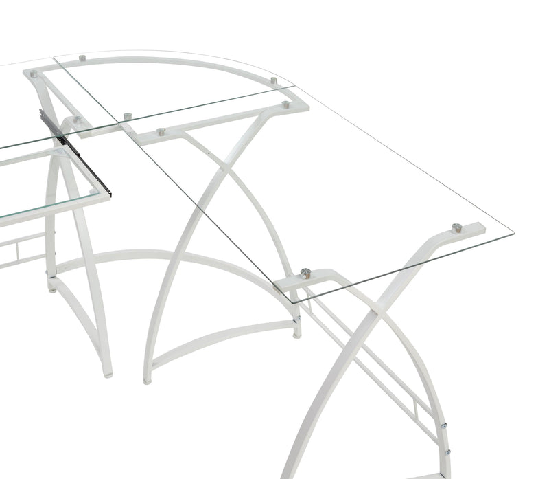 ACME Dazenus Computer Desk in Clear Glass & White Finish OF00040 - Urban Living Furniture (Los Angeles, CA)