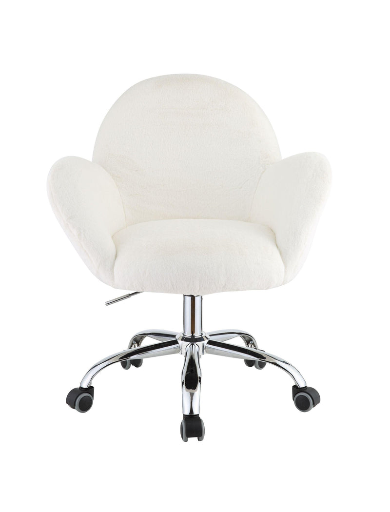 ACME JaOffice Chair in White Lapin & Chrome Finish OF00119 - Urban Living Furniture (Los Angeles, CA)