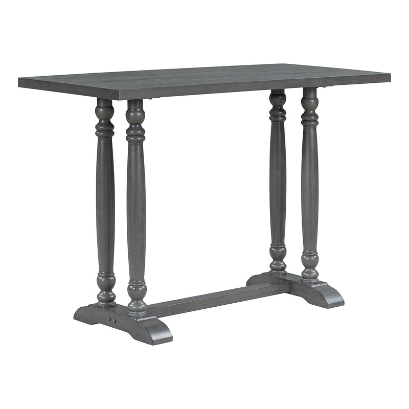 5-Piece Dining Table Set, Counter Height Dining Furniture with a Rustic Table and 4 Upholstered Stools for Kitchen, Dining Room (Gray) - Urban Living Furniture (Los Angeles, CA)