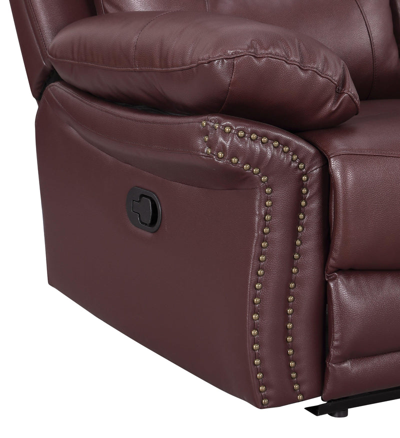 Global United  Leather Air Upholstered Reclining Sofa with Fiber Back