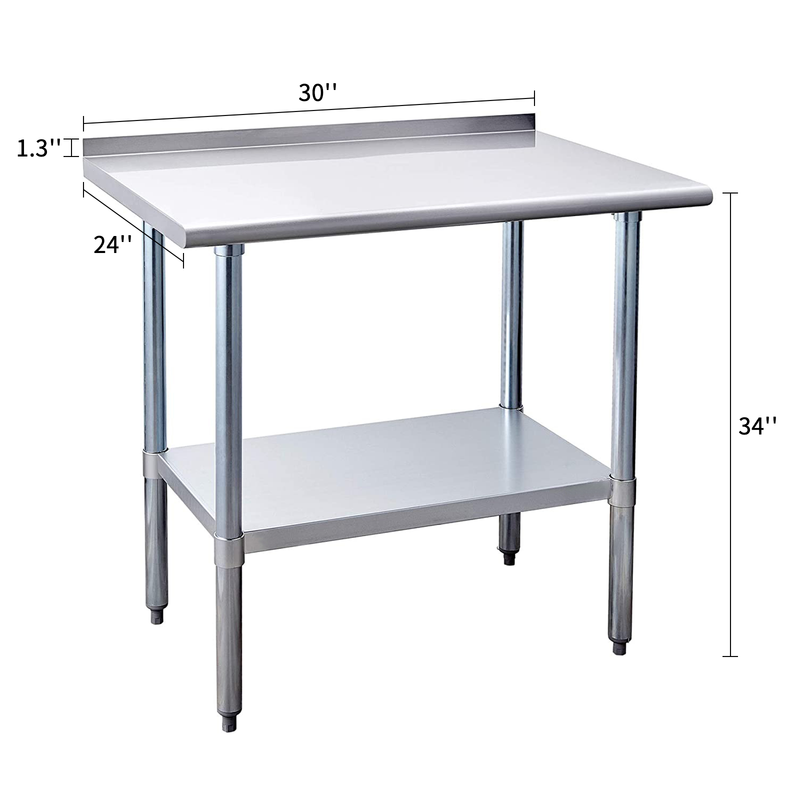 Stainless Steel Work Table for Prep & Work 24 x 30 Inches Heavy Duty Table with Undershelf and Galvanized Legs for Restaurant, Home and Hotel - Urban Living Furniture (Los Angeles, CA)