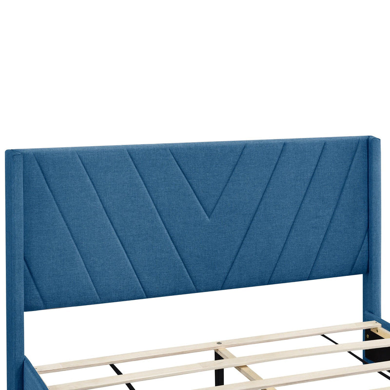 Queen SizeStorage Bed Linen Upholstered Platform Bed with 3 Drawers (Blue) - Urban Living Furniture (Los Angeles, CA)