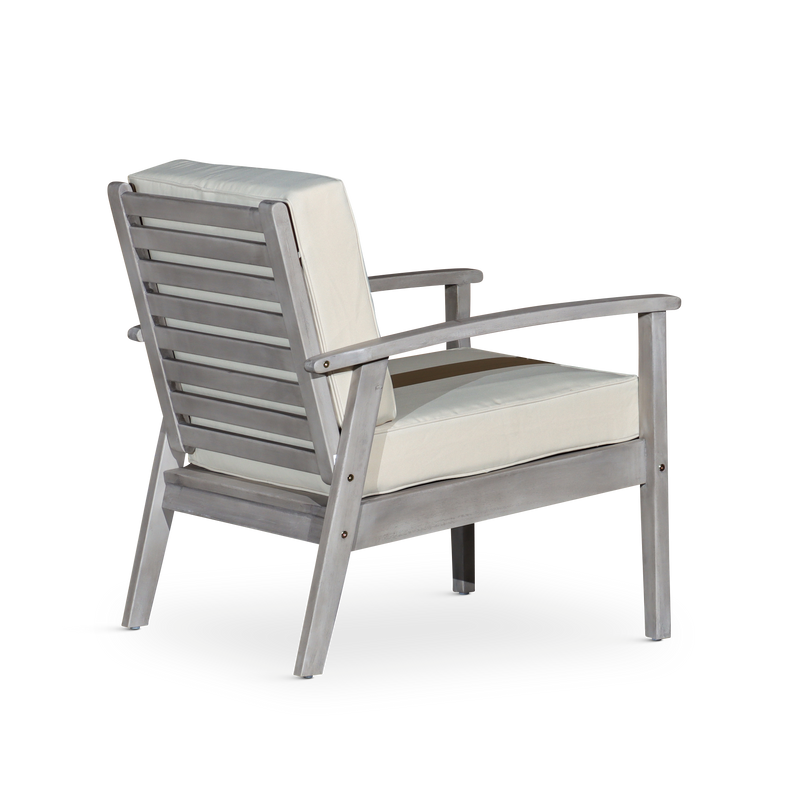 Deep Seat Eucalyptus Chair, Silver Gray Finish, Navy Cushions - Urban Living Furniture (Los Angeles, CA)