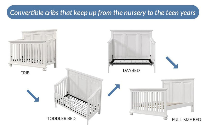 3 Pieces Nursery Sets Traditional Farmhouse Style 4-in-1 Convertible Crib +Dresser with Changing Topper,White - Urban Living Furniture (Los Angeles, CA)