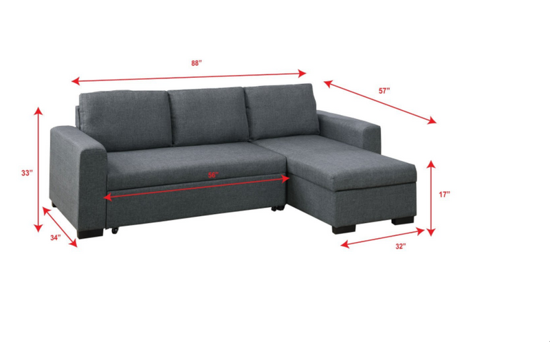 Living Room Furniture Convertible Sectional Blue Grey Color Polyfiber Reversible ChaiseStorage Sofa Pull Out bed Couch