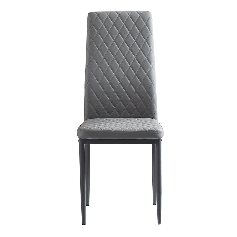 Light GrayModern minimalist dining chair leather sprayed metal pipe diamond grid pattern restaurant home conference chair set of 4 - Urban Living Furniture (Los Angeles, CA)