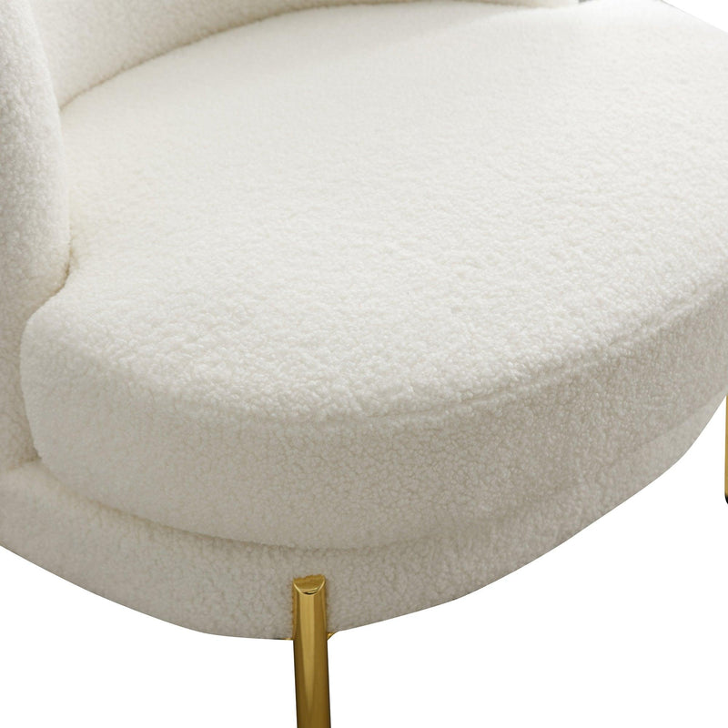 28.4"W Accent Chair Upholstered Curved Backrest Reading Chair Single Sofa Leisure Club Chair with Golden Adjustable Legs For Living Room Bedroom Dorm Room (Ivory Boucle) - Urban Living Furniture (Los Angeles, CA)