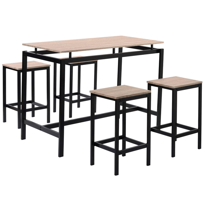 5-Piece Kitchen Counter Height Table Set, Industrial Dining Table with 4 Chairs (Oak) - Urban Living Furniture (Los Angeles, CA)