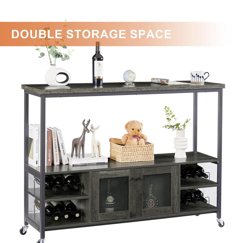 Wine shelf table,Modern wine bar cabinet, console table, bar table, TV cabinet, sideboard withStorage compartment, can be used in living room, dining room, kitchen, entryway, hallway.Dark Grey. - Urban Living Furniture (Los Angeles, CA)