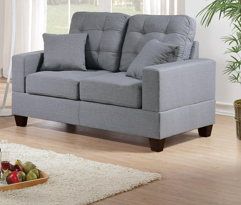 Living Room Furniture 2pc Sofa Set Grey Polyfiber Tufted Sofa Loveseat w Pillows Cushion Couch - Urban Living Furniture (Los Angeles, CA)