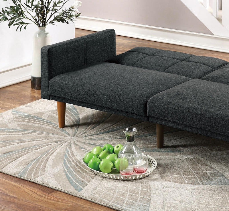 Transitional Look Living Room Sofa Couch Convertible Bed Black Polyfiber 1pc Tufted Sofa Cushion Wooden Legs - Urban Living Furniture (Los Angeles, CA)