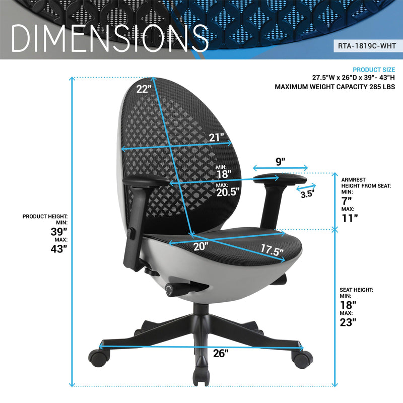 Techni Mobili Deco LUX Executive Office Chair, White - Urban Living Furniture (Los Angeles, CA)